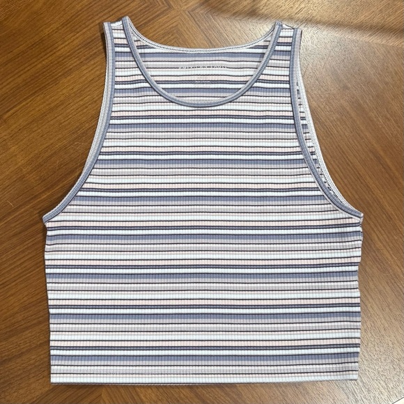 American Eagle Striped Ribbed Crop Tank Top - Picture 2 of 4